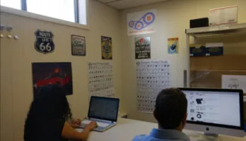 Our team at work in the office
