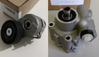 A belt tensioner and a power steering pump ready to ship